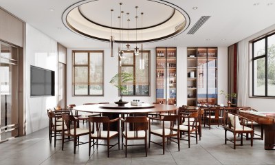 新中式餐厅3D模型下载